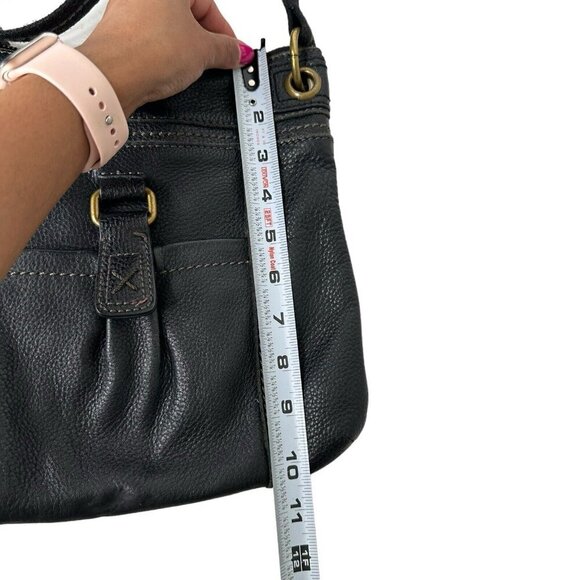The Sak Black Soft Pebble Leather Adjustable Crossbody Shoulder Bag Purse - Picture 7 of 14